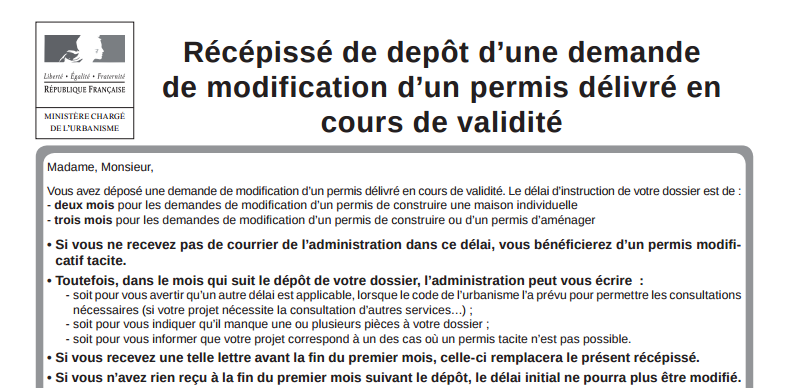 Permis de construire modificatif