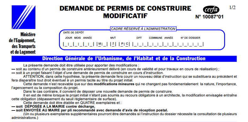 Modification permis de construire